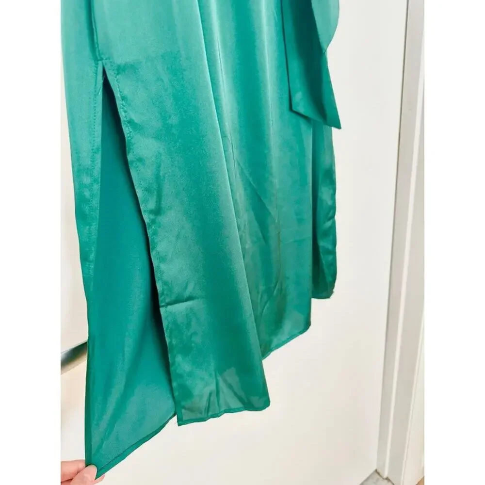 NWT Alexa Admor Emerald Green Long Sleeve High Neck Midi Dress sz 2 - Picture 8 of 10